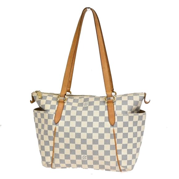 LOUIS VUITTON Totally PM Shoulder Bag Damier Azur Leather White - Picture 1 of 16